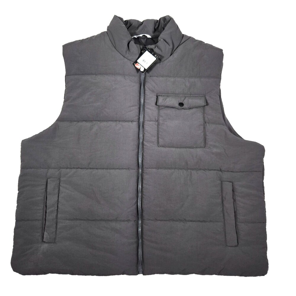 DSG Men's Puffer Vest Full Zip Sleeveless Padded Jacket 2XL Gray New